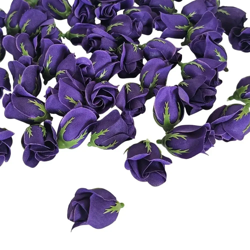 50 Purple Silk Rose Buds Stemless Wedding Floral Craft DIY Wreaths 2 inch